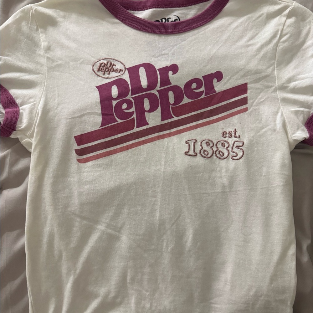 Retro White & Plum Ringer Tee
